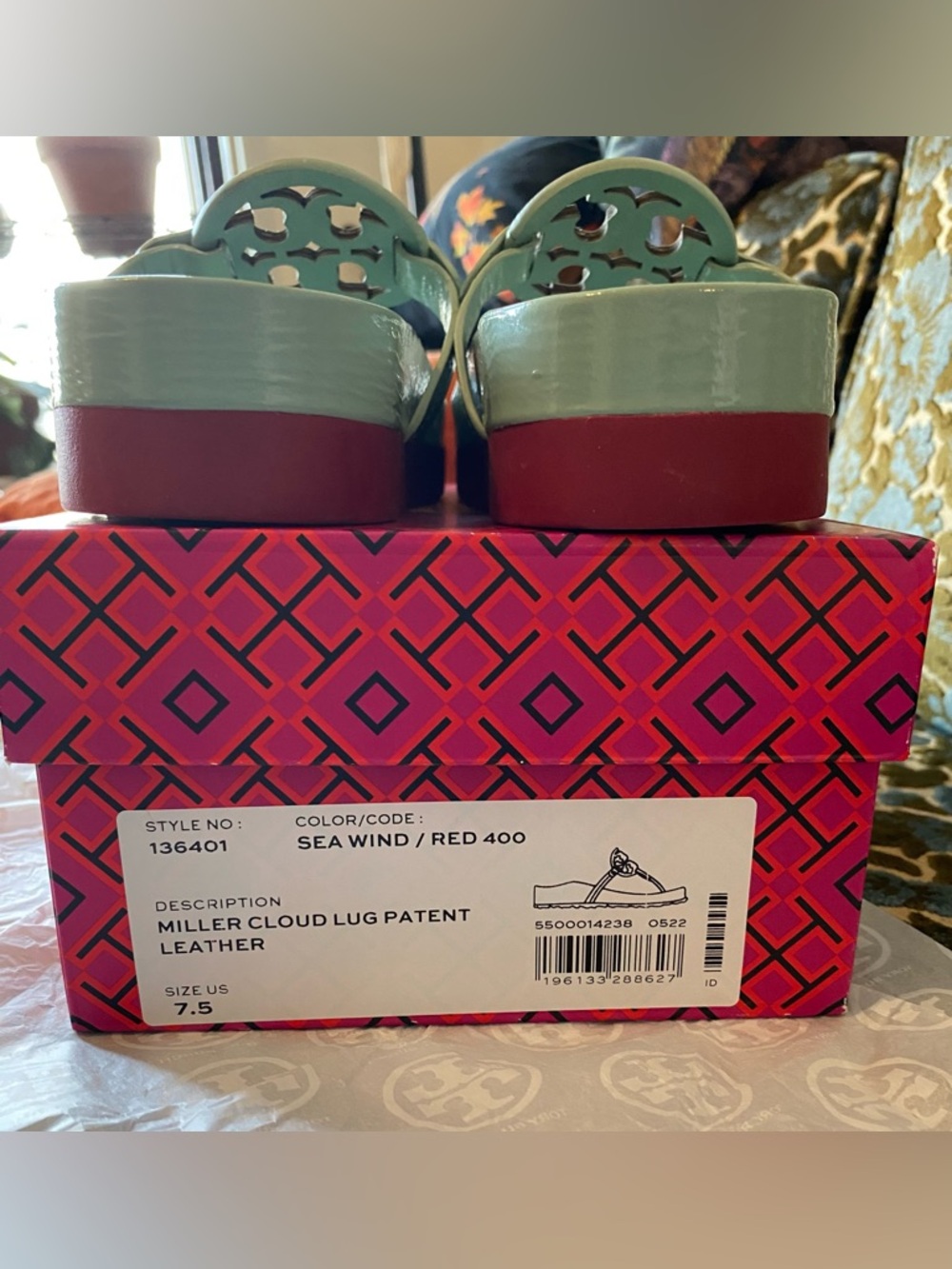 Tory Burch Miller Cloud Sandals – Sea Wind/Red (7.5 - Picture 8 of 9